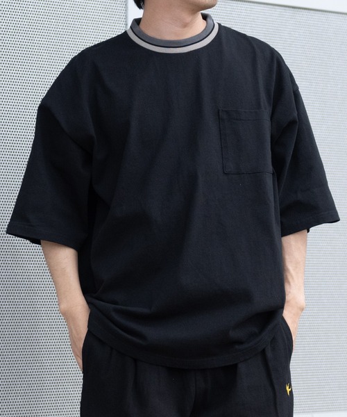 JOHN'S CLOSET(ジョンズクローゼット)の「【h】〔Goodwear〕USAコットン ラインリブ ポケット付き S/S SUPER BIG TEE(Tシャツ/カットソー・メンズ・杢グレー/ホワイト/ブラック/イエロー/カーキ/ネイビー・LARGE/X-LARGE/MEDIUM)」の1枚目の写真