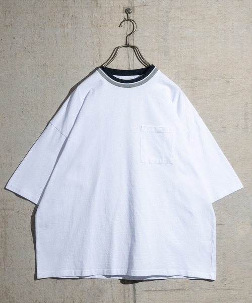 JOHN'S CLOSET(ジョンズクローゼット)の「【h】〔Goodwear〕USAコットン ラインリブ ポケット付き S/S SUPER BIG TEE(Tシャツ/カットソー・メンズ・杢グレー/ホワイト/ブラック/イエロー/カーキ/ネイビー・LARGE/X-LARGE/MEDIUM)」の12枚目の写真