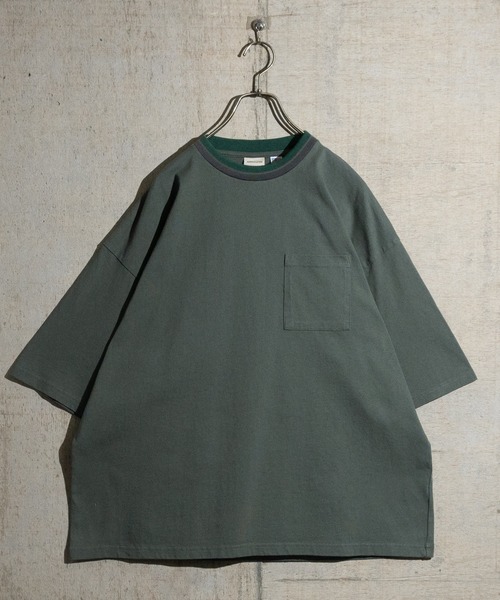 JOHN'S CLOSET(ジョンズクローゼット)の「【h】〔Goodwear〕USAコットン ラインリブ ポケット付き S/S SUPER BIG TEE(Tシャツ/カットソー・メンズ・杢グレー/ホワイト/ブラック/イエロー/カーキ/ネイビー・LARGE/X-LARGE/MEDIUM)」の9枚目の写真