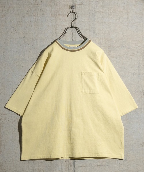JOHN'S CLOSET(ジョンズクローゼット)の「【h】〔Goodwear〕USAコットン ラインリブ ポケット付き S/S SUPER BIG TEE(Tシャツ/カットソー・メンズ・杢グレー/ホワイト/ブラック/イエロー/カーキ/ネイビー・LARGE/X-LARGE/MEDIUM)」の7枚目の写真