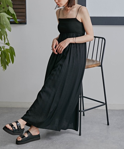 NANO universe（ナノユニバース）の「LB.03/リブドッキングキャミワンピース（ワンピース・レディース・ブラック/アイボリー/モカ・S/M）」の2枚目の写真