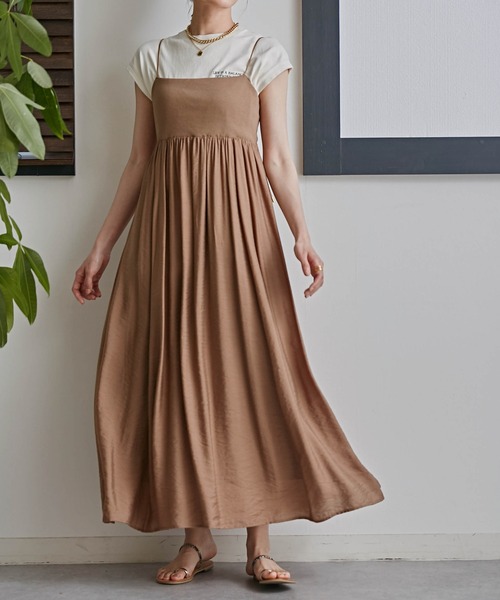 NANO universe（ナノユニバース）の「LB.03/リブドッキングキャミワンピース（ワンピース・レディース・ブラック/アイボリー/モカ・S/M）」の3枚目の写真