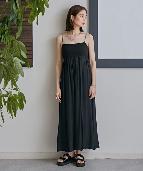 NANO universe（ナノユニバース）の「LB.03/リブドッキングキャミワンピース（ワンピース・レディース・ブラック/アイボリー/モカ・S/M）」の9枚目の写真