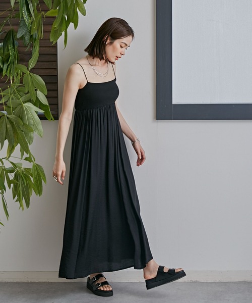 NANO universe（ナノユニバース）の「LB.03/リブドッキングキャミワンピース（ワンピース・レディース・ブラック/アイボリー/モカ・S/M）」の10枚目の写真