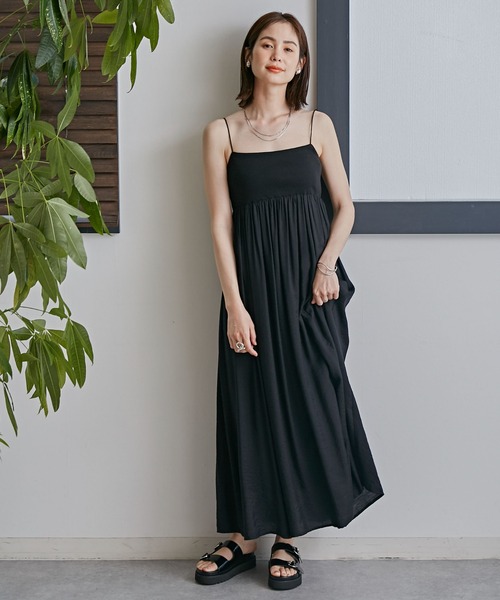 NANO universe（ナノユニバース）の「LB.03/リブドッキングキャミワンピース（ワンピース・レディース・ブラック/アイボリー/モカ・S/M）」の11枚目の写真