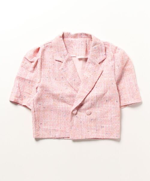 Bloom Closet(ブルームクローゼット)の「サマーツイードダブルジャケット(テーラードジャケット・レディース・ピンク/ブルー/ホワイト・FREE)」の3枚目の写真