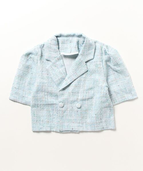 Bloom Closet(ブルームクローゼット)の「サマーツイードダブルジャケット(テーラードジャケット・レディース・ピンク/ブルー/ホワイト・FREE)」の2枚目の写真
