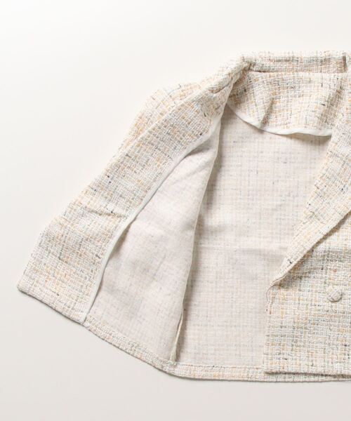 Bloom Closet(ブルームクローゼット)の「サマーツイードダブルジャケット(テーラードジャケット・レディース・ピンク/ブルー/ホワイト・FREE)」の5枚目の写真