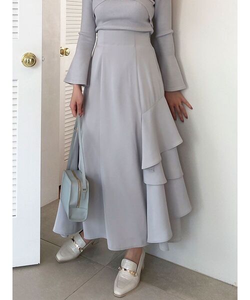 dazzlin（ダズリン）の「サイドティアードフレアスカート（スカート・レディース・グレー/イエロー/ピンク・SMALL/MEDIUM）」の4枚目の写真