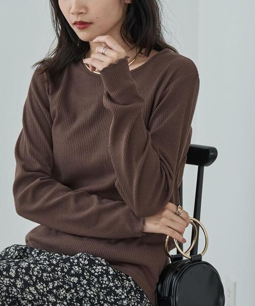 coen（コーエン）の「メローリブクルーネックロンT（Tシャツ/カットソー・レディース・ブラック/ホワイト/モカ/コバルトブルー/その他1/ナチュラル・M/L）」の7枚目の写真