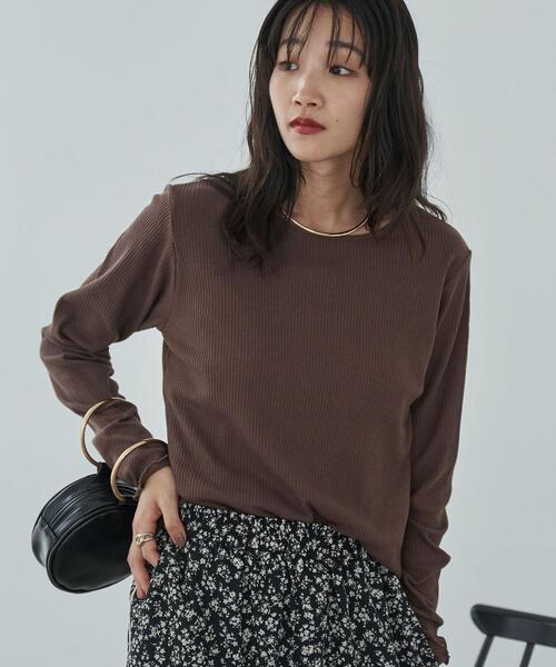 coen（コーエン）の「メローリブクルーネックロンT（Tシャツ/カットソー・レディース・ブラック/ホワイト/モカ/コバルトブルー/その他1/ナチュラル・M/L）」の8枚目の写真