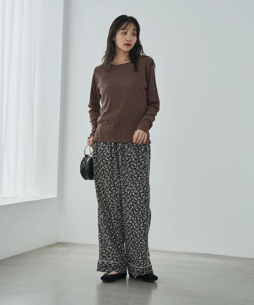 coen（コーエン）の「メローリブクルーネックロンT（Tシャツ/カットソー・レディース・ブラック/ホワイト/モカ/コバルトブルー/その他1/ナチュラル・M/L）」の9枚目の写真