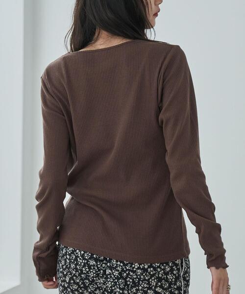 coen（コーエン）の「メローリブクルーネックロンT（Tシャツ/カットソー・レディース・ブラック/ホワイト/モカ/コバルトブルー/その他1/ナチュラル・M/L）」の15枚目の写真