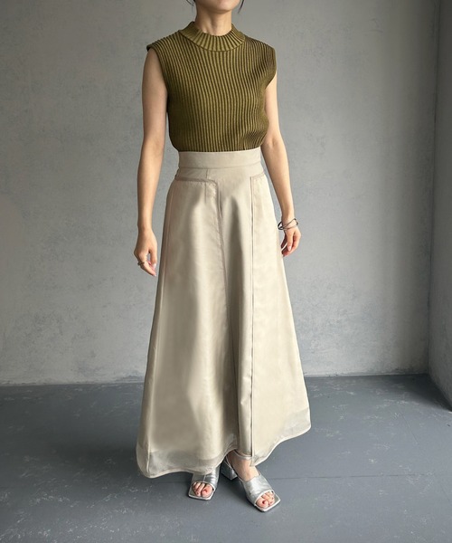 &g'aime（アンジェム）の「【&g’aime】パイピングシアーロングスカート（スカート・レディース・グレイッシュベージュ/ブラック・FREE）」の18枚目の写真