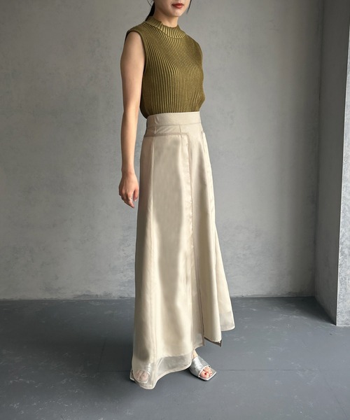 &g'aime（アンジェム）の「【&g’aime】パイピングシアーロングスカート（スカート・レディース・グレイッシュベージュ/ブラック・FREE）」の22枚目の写真