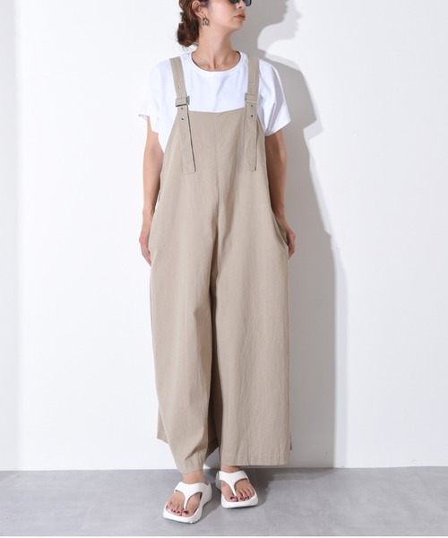 CALIFORNIA OUTFITTERS（カリフォルニア アウトフィッターズ）の「1-6A16 コットン100％ワイドパンツサロペット/ サロペット/ ワイドパンツ【Maison select -メゾンセレクト-】（サロペット/オーバーオール・レディース・ベージュ/グレー/ブラック・FREE）」の3枚目の写真