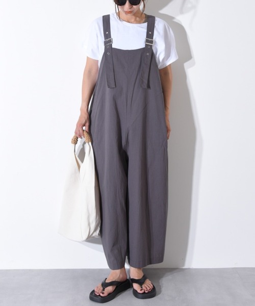 CALIFORNIA OUTFITTERS（カリフォルニア アウトフィッターズ）の「1-6A16 コットン100％ワイドパンツサロペット/ サロペット/ ワイドパンツ【Maison select -メゾンセレクト-】（サロペット/オーバーオール・レディース・ベージュ/グレー/ブラック・FREE）」の2枚目の写真