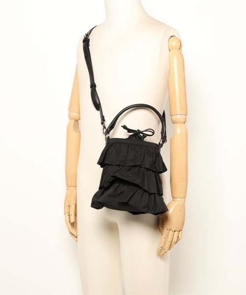 AMERICAN HOLIC（アメリカンホリック）の「2wayタフタフリルティアードミニBAG（エコバッグ/サブバッグ・レディース・ブラック・FREE）」の8枚目の写真