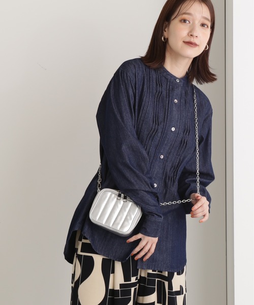 N.（N. Natural Beauty Basic）（エヌエヌナチュラルビューティーベーシック）の「◆ランダムピンタックブラウス（シャツ/ブラウス・レディース・ブルー/ダークブルー・MEDIUM）」の2枚目の写真