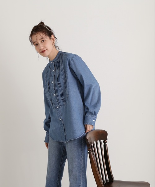 N.（N. Natural Beauty Basic）（エヌエヌナチュラルビューティーベーシック）の「◆ランダムピンタックブラウス（シャツ/ブラウス・レディース・ブルー/ダークブルー・MEDIUM）」の7枚目の写真