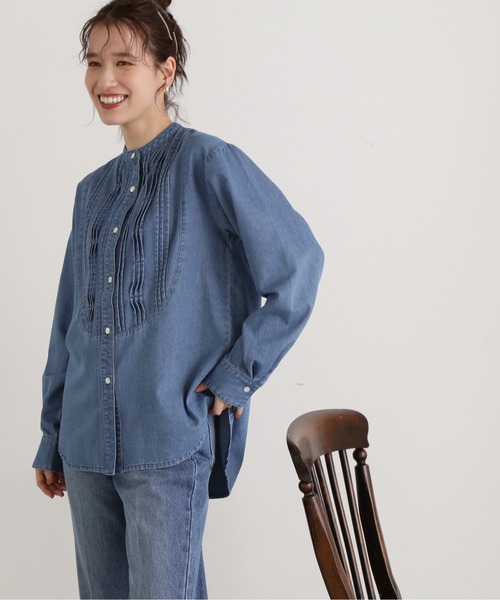 N.（N. Natural Beauty Basic）（エヌエヌナチュラルビューティーベーシック）の「◆ランダムピンタックブラウス（シャツ/ブラウス・レディース・ブルー/ダークブルー・MEDIUM）」の9枚目の写真