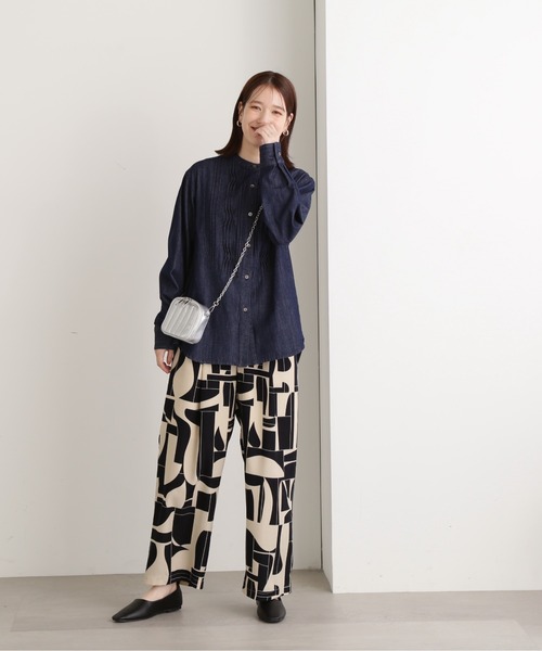 N.（N. Natural Beauty Basic）（エヌエヌナチュラルビューティーベーシック）の「◆ランダムピンタックブラウス（シャツ/ブラウス・レディース・ブルー/ダークブルー・MEDIUM）」の10枚目の写真