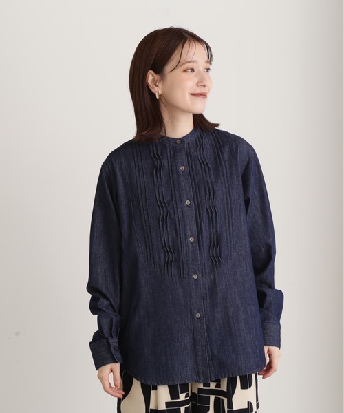 N.（N. Natural Beauty Basic）（エヌエヌナチュラルビューティーベーシック）の「◆ランダムピンタックブラウス（シャツ/ブラウス・レディース・ブルー/ダークブルー・MEDIUM）」の8枚目の写真