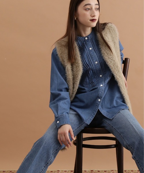 N.（N. Natural Beauty Basic）（エヌエヌナチュラルビューティーベーシック）の「◆ランダムピンタックブラウス（シャツ/ブラウス・レディース・ブルー/ダークブルー・MEDIUM）」の22枚目の写真