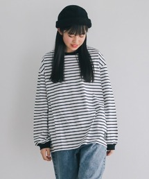 jeans-b | Jeans-b/ジーンズベー ボーダーワイドロングＴシャツ(Tシャツ/カットソー)