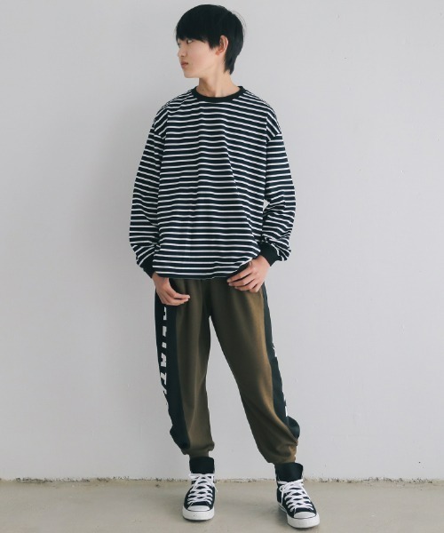 jeans-b（ジーンズベー）の「Jeans-b/ジーンズベー ボーダーワイドロングＴシャツ（Tシャツ/カットソー・キッズ・ブラック/オフホワイト・160cm/150cm/140cm/130cm）」の7枚目の写真