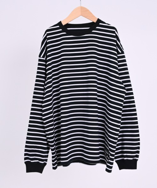 jeans-b（ジーンズベー）の「Jeans-b/ジーンズベー ボーダーワイドロングＴシャツ（Tシャツ/カットソー・キッズ・ブラック/オフホワイト・160cm/150cm/140cm/130cm）」の11枚目の写真