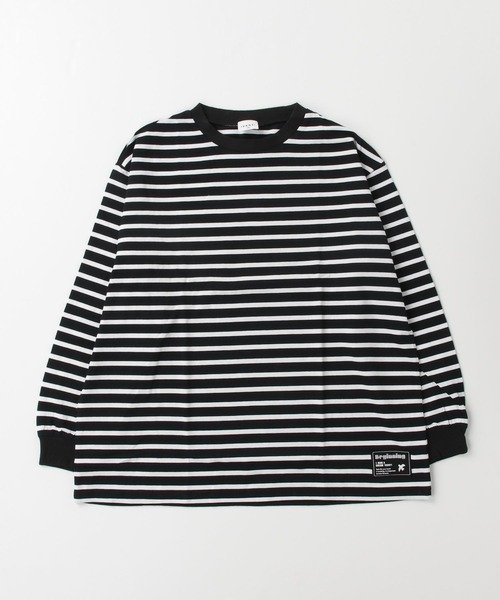 jeans-b（ジーンズベー）の「Jeans-b/ジーンズベー ボーダーワイドロングＴシャツ（Tシャツ/カットソー・キッズ・ブラック/オフホワイト・160cm/150cm/140cm/130cm）」の14枚目の写真