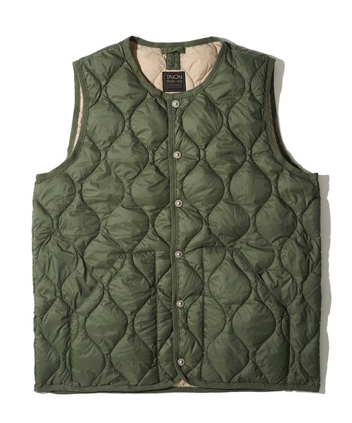 TAION / タイオン】MILITARY CREW NECK DOWN VEST / キルティング