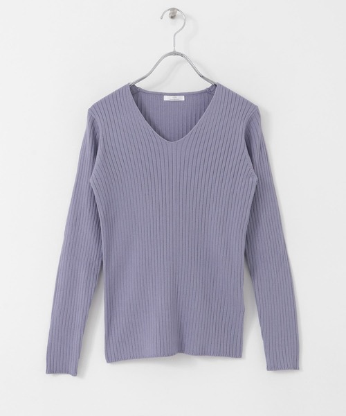 ITEMS URBANRESEARCH（アイテムズ アーバンリサーチ）の「『洗濯可』モチモチVネックニット（ニット/セーター・レディース・ライトブルー/チャコールグレー/ブラック/アイボリー・FREE）」の12枚目の写真