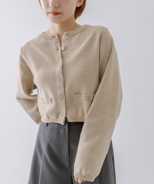 mline（エムライン）の「[mline]ポケットチビカーディガン（カーディガン/ボレロ・レディース・レッド/オフホワイト/ブルー/ブラック/ベージュ・FREE）」の3枚目の写真