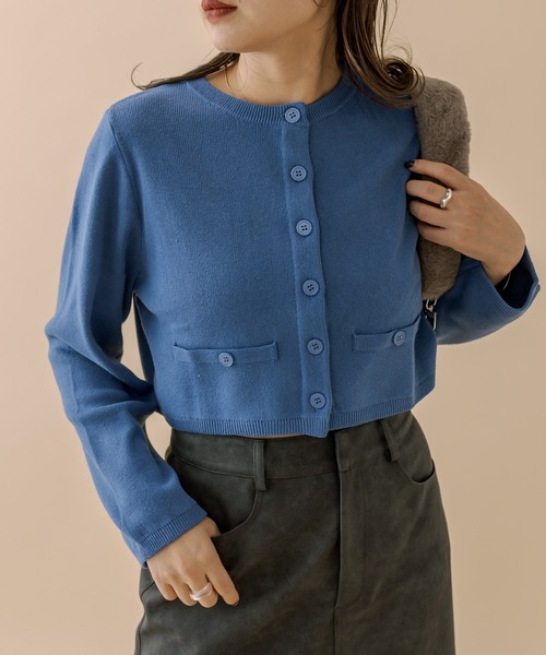 mline（エムライン）の「[mline]ポケットチビカーディガン（カーディガン/ボレロ・レディース・レッド/オフホワイト/ブルー/ブラック/ベージュ・FREE）」の7枚目の写真