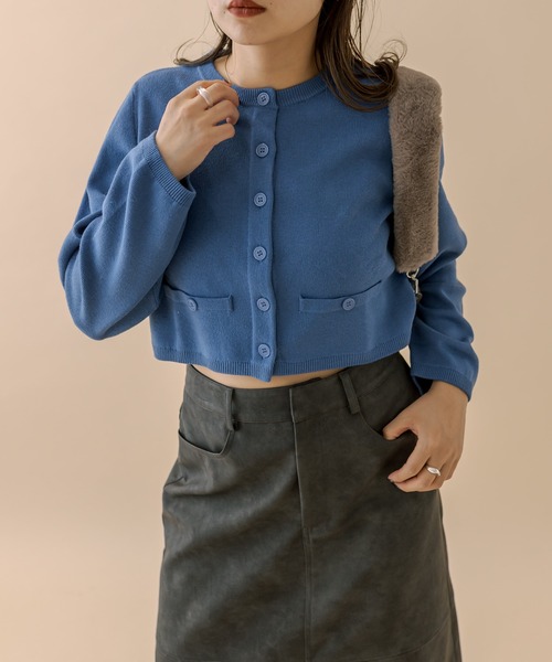 mline（エムライン）の「[mline]ポケットチビカーディガン（カーディガン/ボレロ・レディース・レッド/オフホワイト/ブルー/ブラック/ベージュ・FREE）」の8枚目の写真