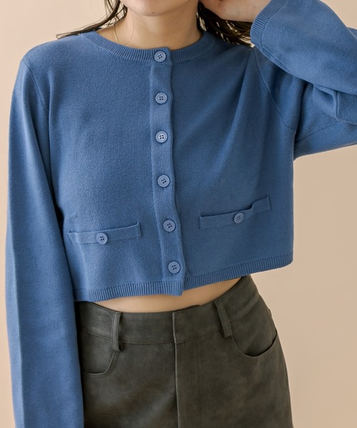 mline（エムライン）の「[mline]ポケットチビカーディガン（カーディガン/ボレロ・レディース・レッド/オフホワイト/ブルー/ブラック/ベージュ・FREE）」の10枚目の写真