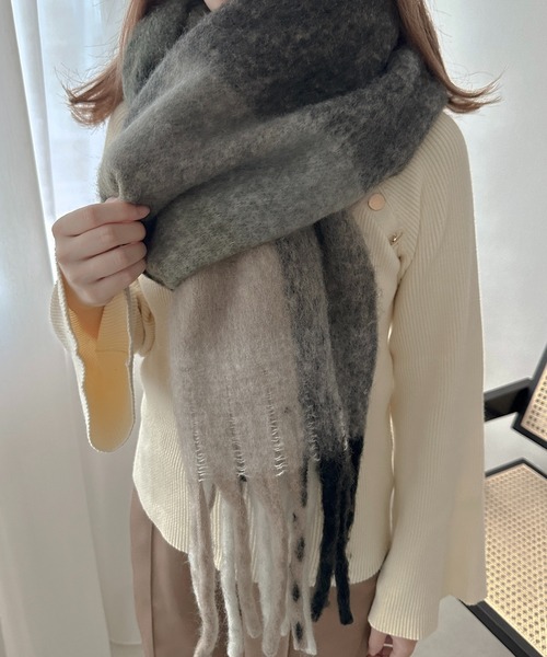 apres jour clair】ボリュームチェックマフラー【ZOZOTOWN限定アイテム