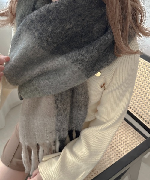 apres jour clair】ボリュームチェックマフラー【ZOZOTOWN限定アイテム