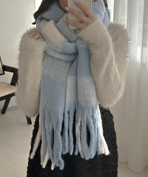 apres jour clair】ボリュームチェックマフラー【ZOZOTOWN限定アイテム