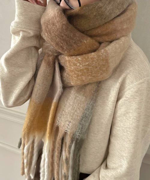 apres jour clair】ボリュームチェックマフラー【ZOZOTOWN限定アイテム