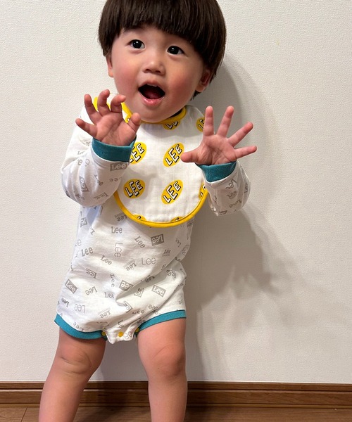 Lee(リー)の「Lee/リー【70/80cm】ベビー Leeロゴプリント 長袖ロンパース ★プレゼントにおススメ★(ロンパース・キッズ・ホワイト/ピンク/グレー・80/70)」の8枚目の写真