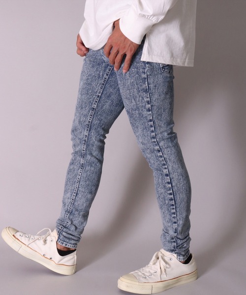 BAYBLO（ベイブロ）の「(BG)【ユニセックス】ストレッチ スキニー デニムパンツ（デニムパンツ・メンズ・ブルー系その他/ワンウォッシュ/ブラック系その他/ライトインディゴブルー/スミクロ・MEDIUM/X-LARGE/LARGE）」の4枚目の写真