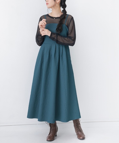 n'OrLABEL(ノアールレーベル)の「【廃盤】『フクレジャカードキャミワンピース』(ワンピース・レディース・ブルーグリーン/ブラック・1/2)」の7枚目の写真