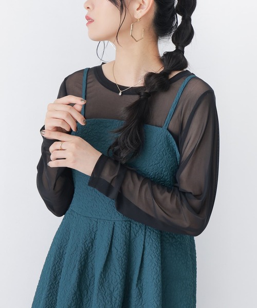 n'OrLABEL(ノアールレーベル)の「【廃盤】『フクレジャカードキャミワンピース』(ワンピース・レディース・ブルーグリーン/ブラック・1/2)」の9枚目の写真