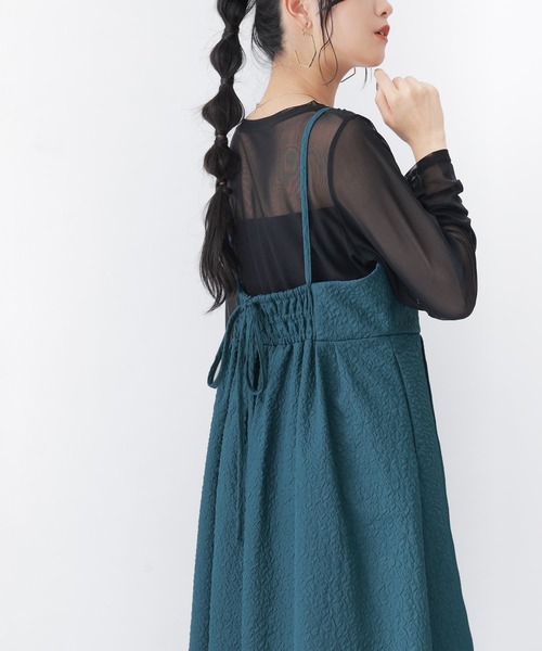 n'OrLABEL(ノアールレーベル)の「【廃盤】『フクレジャカードキャミワンピース』(ワンピース・レディース・ブルーグリーン/ブラック・1/2)」の10枚目の写真