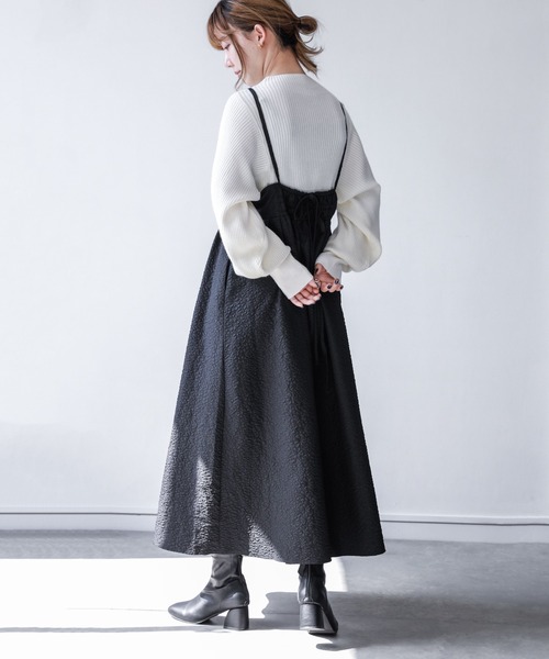 n'OrLABEL(ノアールレーベル)の「【廃盤】『フクレジャカードキャミワンピース』(ワンピース・レディース・ブルーグリーン/ブラック・1/2)」の5枚目の写真