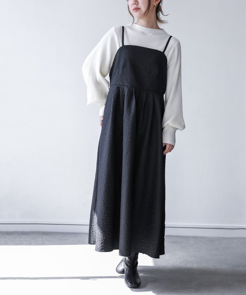 n'OrLABEL(ノアールレーベル)の「【廃盤】『フクレジャカードキャミワンピース』(ワンピース・レディース・ブルーグリーン/ブラック・1/2)」の4枚目の写真