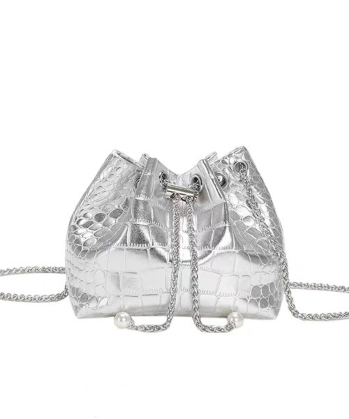 Sibra（シブラ）の「2wayバケツ型 巾着型 ミニ ショルダーバッグ（ショルダーバッグ・レディース・シルバー/ブラック・FREE）」の11枚目の写真